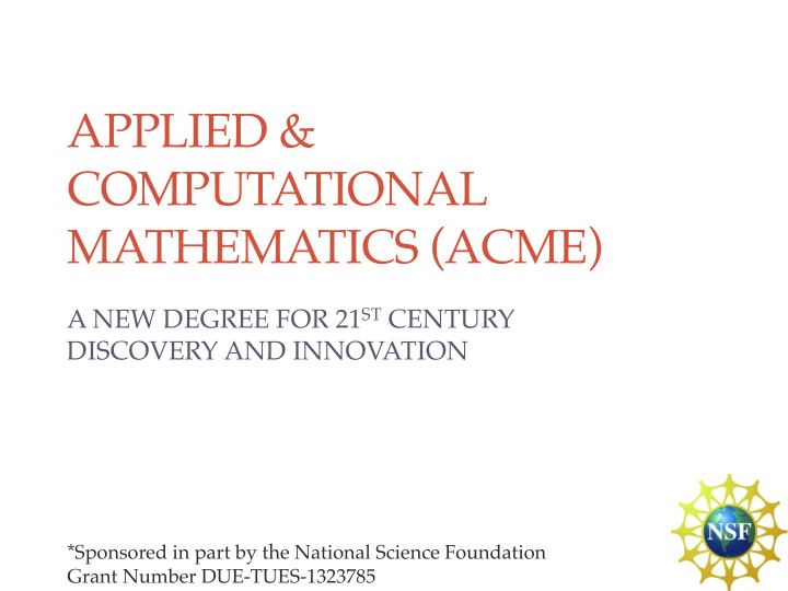 applied computational mathematics acme