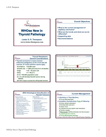 WHOse New in  WHOse New in  What are the trends and what can we do  Thyroid Pathology  Thyroid