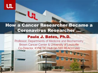 How a Cancer Researcher Became a  Coronavirus Researcher   Paula J. Bates, Ph.D.  Professor,