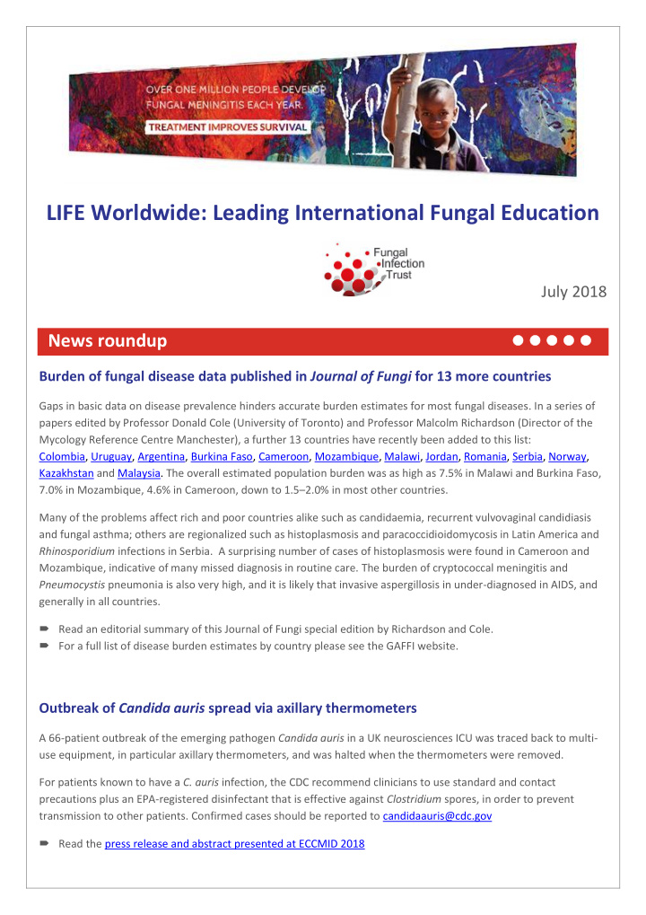life worldwide leading international fungal education