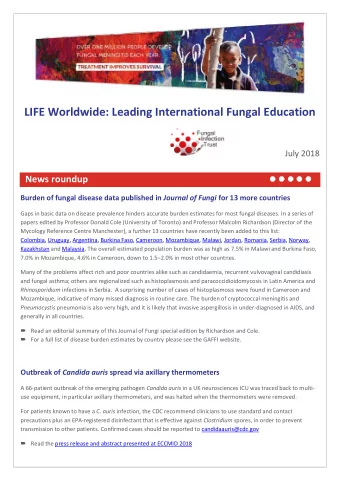 LIFE Worldwide: Leading International Fungal Education  July 2018 News roundup