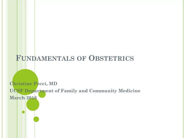 f undamentals of o bstetrics