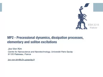 MP2 - Precessional dynamics, dissipation processes,  elementary and soliton excitations Joo-Von Kim