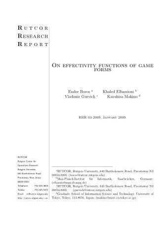 R u t c o r R esearch R e p o r t  On effectivity functions of game  forms Endre Boros a Khaled