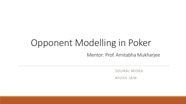 opponent modelling in poker