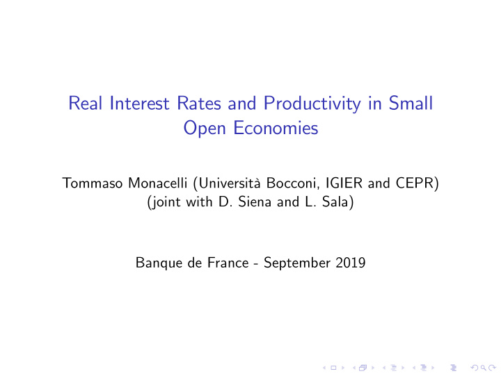 real interest rates and productivity in small open