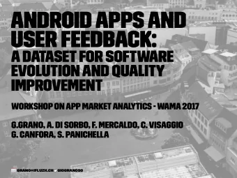Android Apps and  User Feedback:  A Dataset for Software  Evolution and Quality  Improvement
