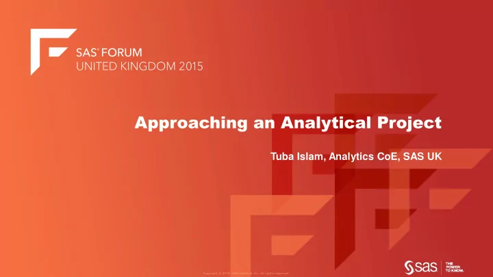 approaching an analytical project