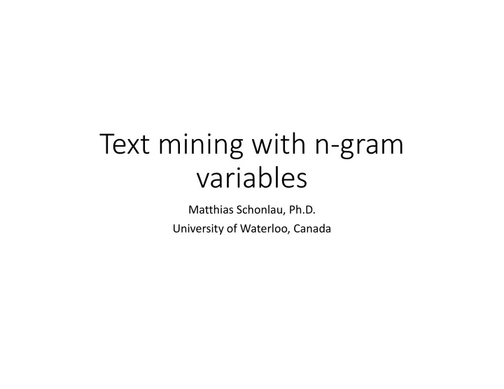 text mining with n gram variables