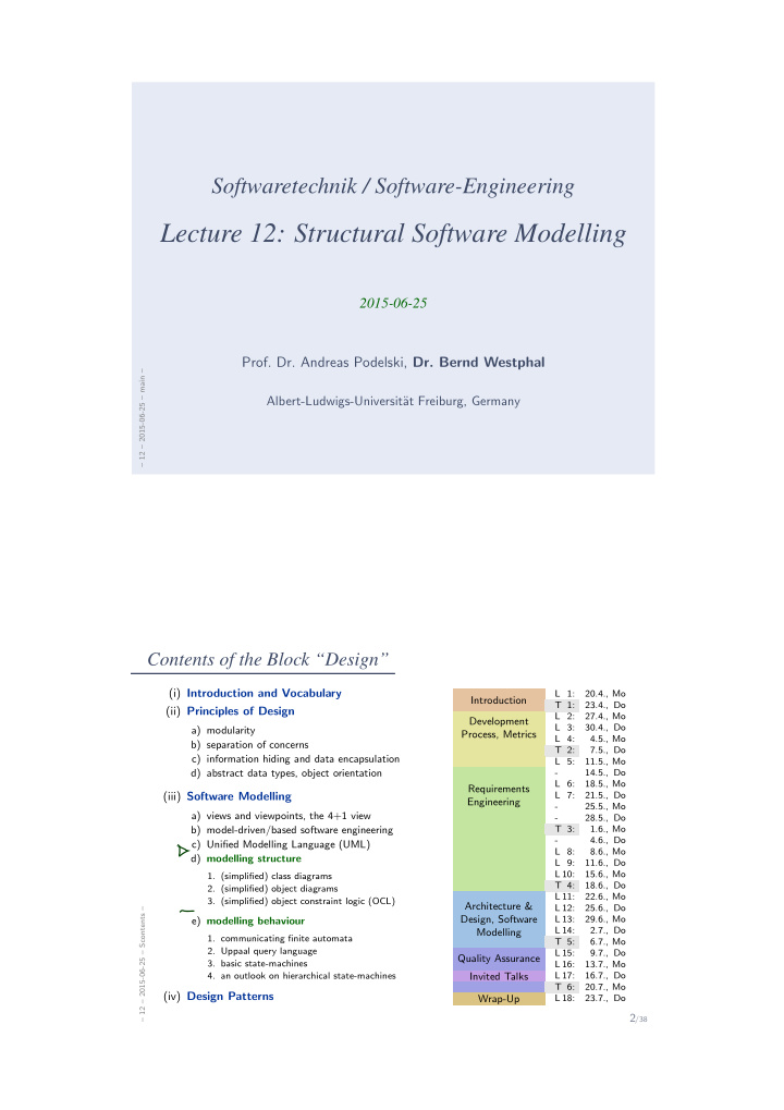 lecture 12 structural software modelling