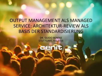 SERVICE: ARCHITEKTUR-REVIEW ALS  BASIS DER STANDARDISIERUNG  DR. GUIDO BENEKE  STUTTGART, 9.6.2016