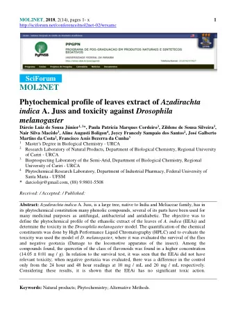 MOL2NET Phytochemical profile of leaves extract of Azadirachta indica A. Juss and toxicity against