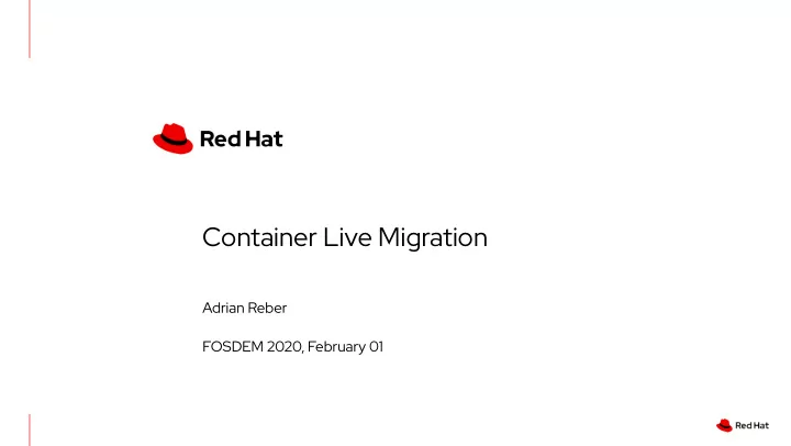 container live migration