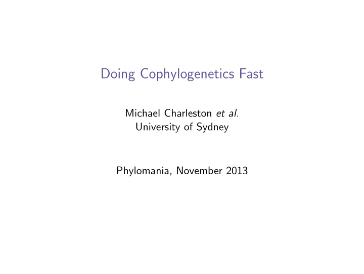 doing cophylogenetics fast