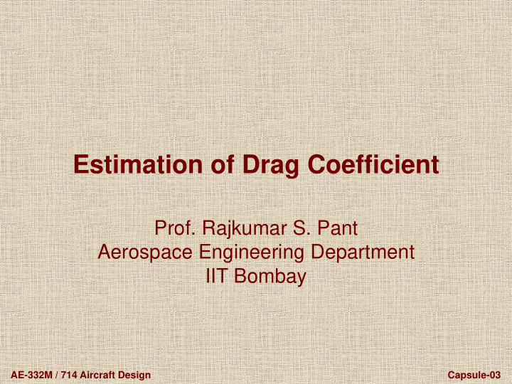estimation of drag coefficient