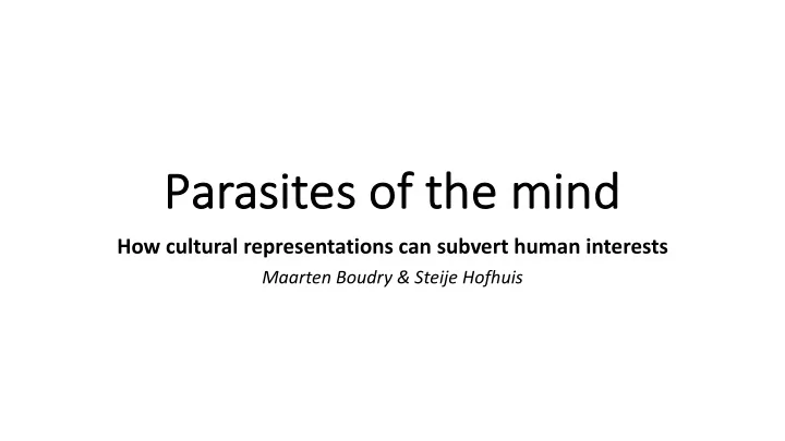 pa parasites of the mind