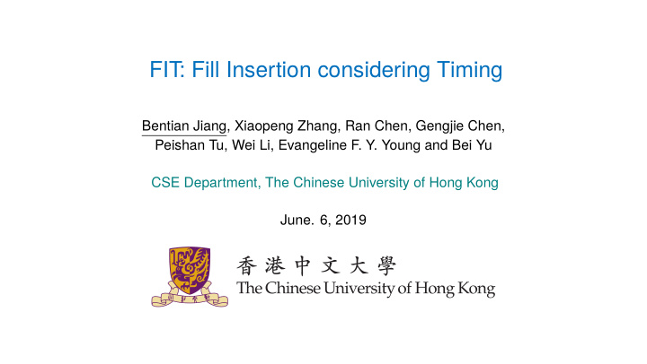 fit fill insertion considering timing