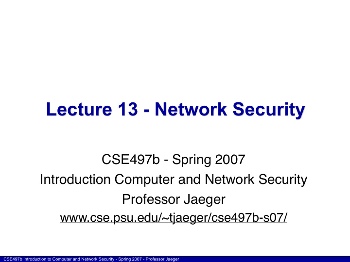 lecture 13 network security