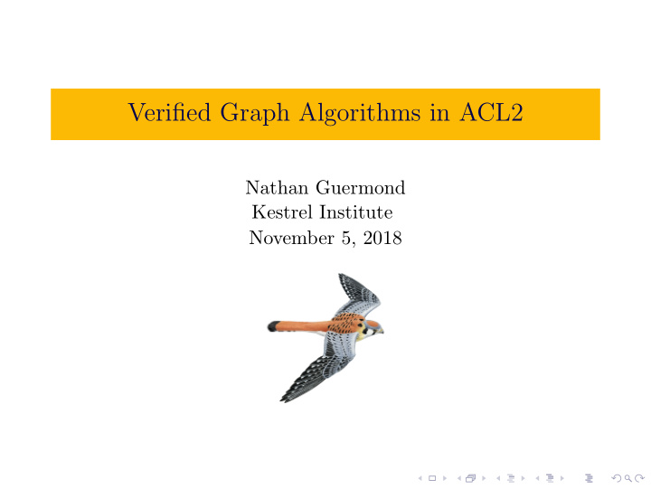 verified graph algorithms in acl2