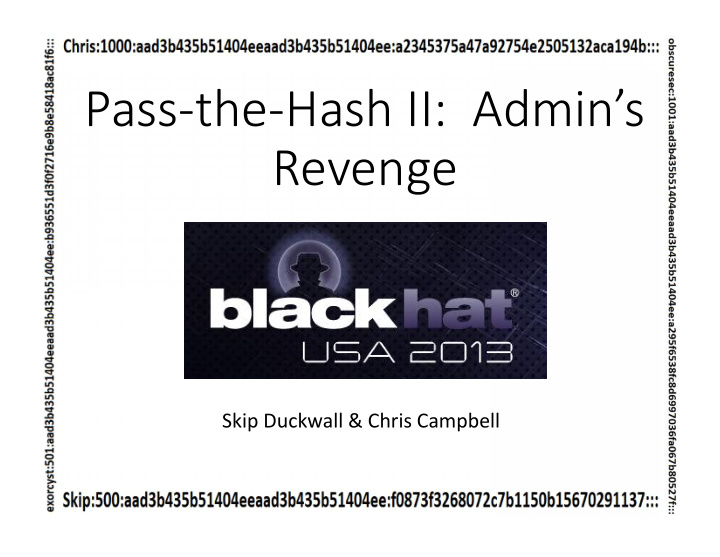 pass the hash ii admin s revenge