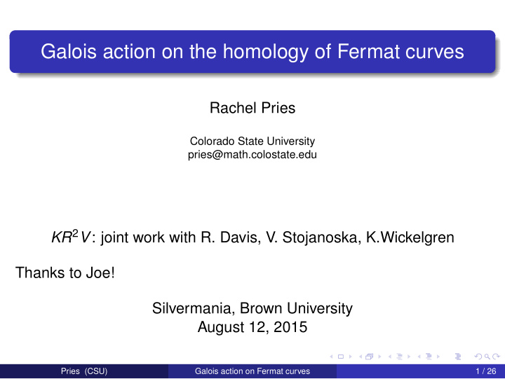 galois action on the homology of fermat curves