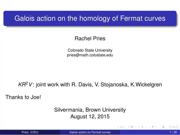 galois action on the homology of fermat curves