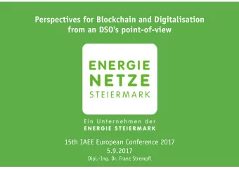 Perspectives for Blockchain and Digitalisation  from an DSO's point-of-view  15th IAEE European