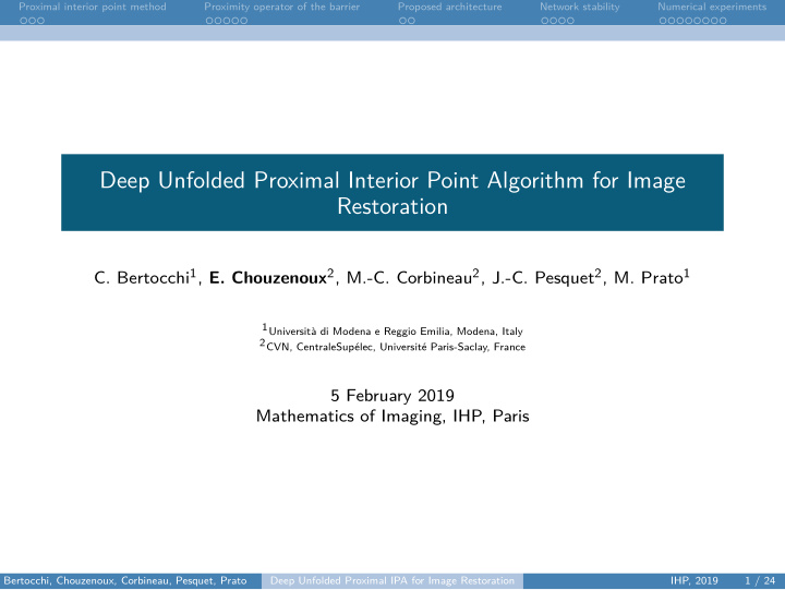 deep unfolded proximal interior point algorithm for image