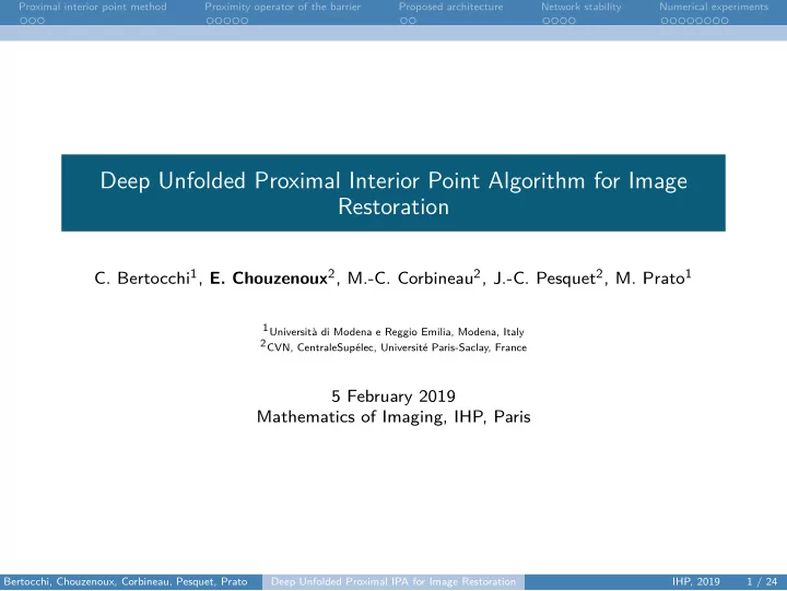 deep unfolded proximal interior point algorithm for image