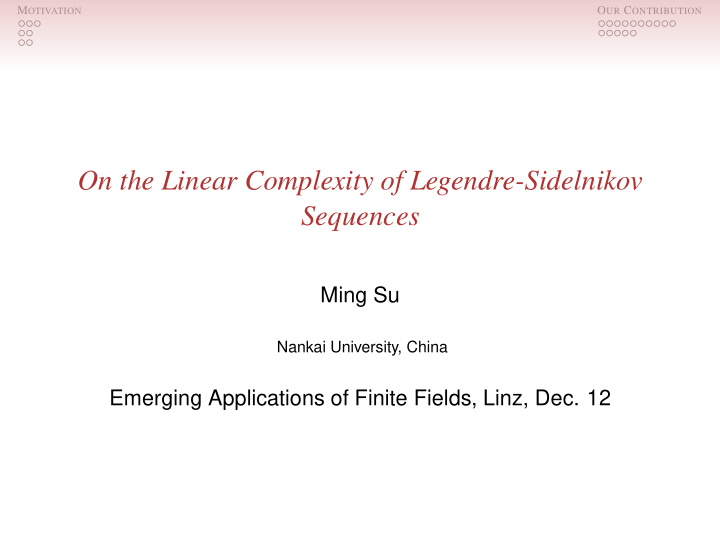 on the linear complexity of legendre sidelnikov sequences