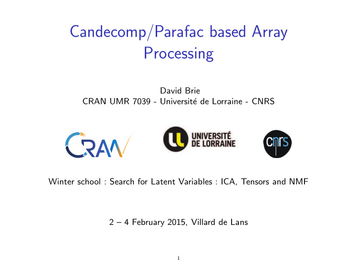 candecomp parafac based array processing