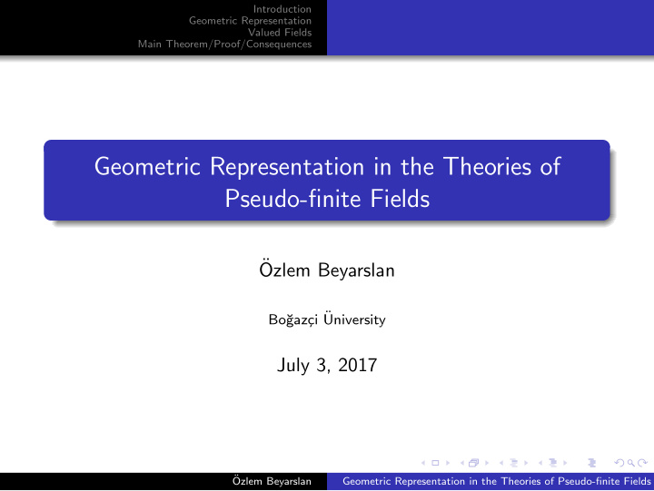 geometric representation in the theories of pseudo finite