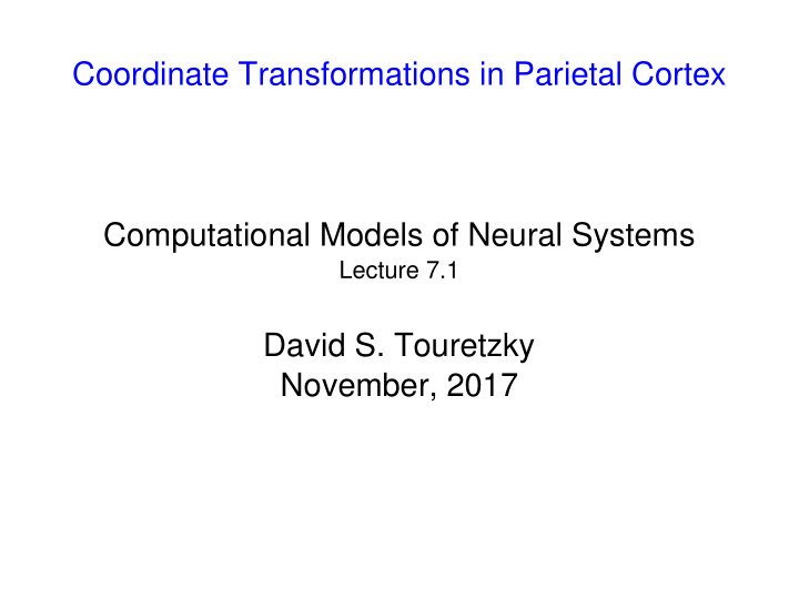 coordinate transformations in parietal cortex