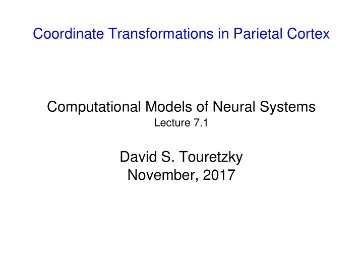 coordinate transformations in parietal cortex