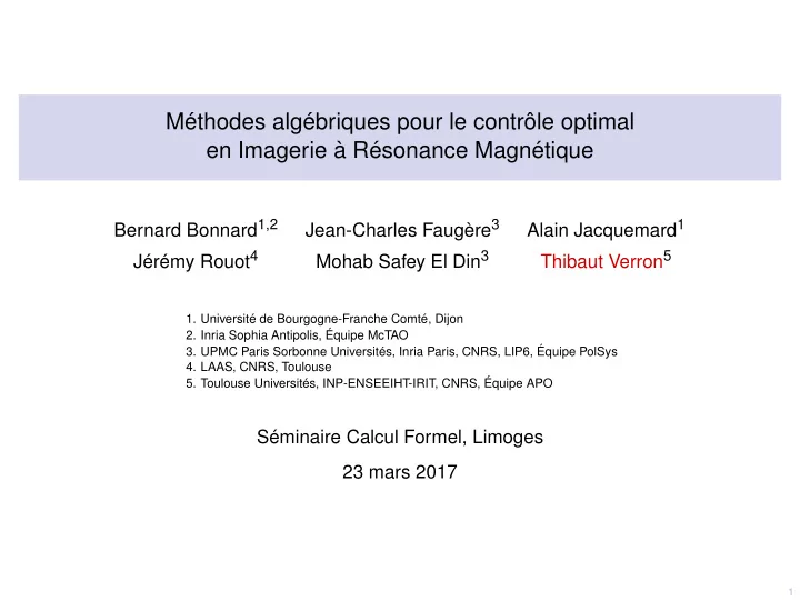 m thodes alg briques pour le contr le optimal en imagerie
