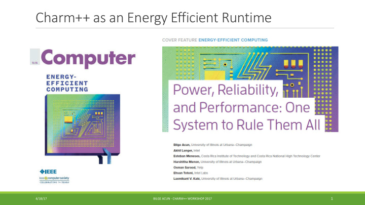 charm as an energy efficient runtime