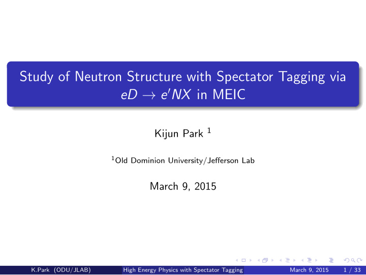 study of neutron structure with spectator tagging via ed