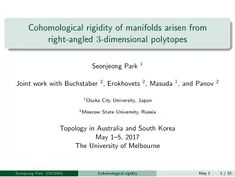 Cohomological rigidity of manifolds arisen from right-angled 3 -dimensional polytopes Seonjeong