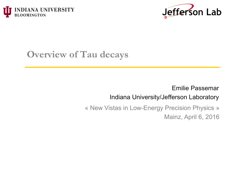 overview of tau decays