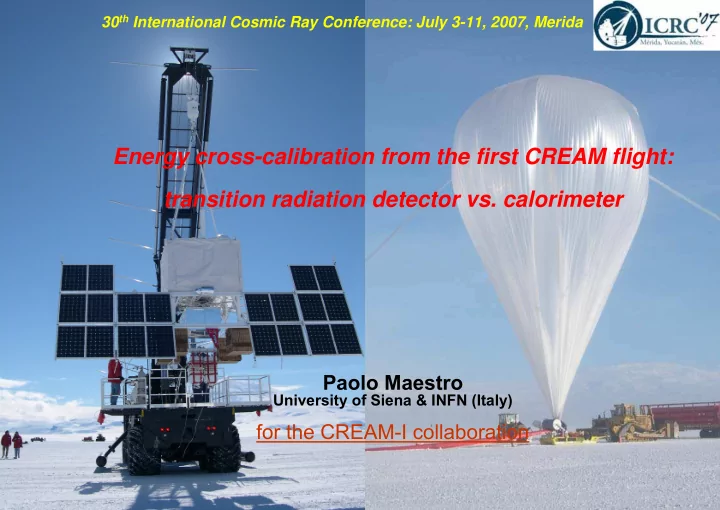 energy cross calibration from the first cream flight