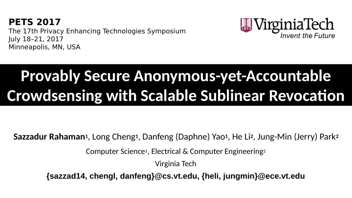 provably secure anonymous yet accountable crowdsensing
