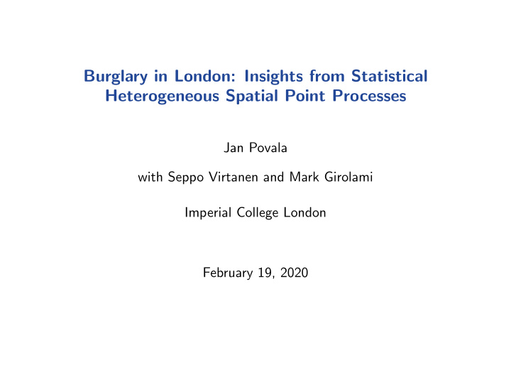 burglary in london insights from statistical