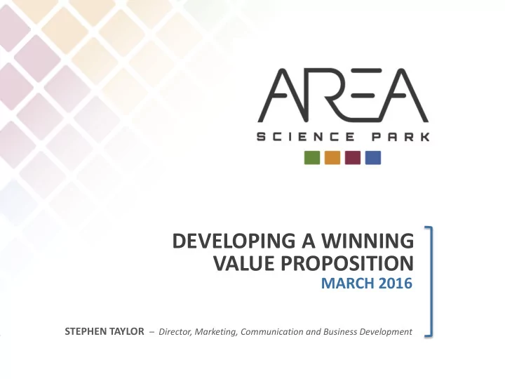 developing a winning value proposition