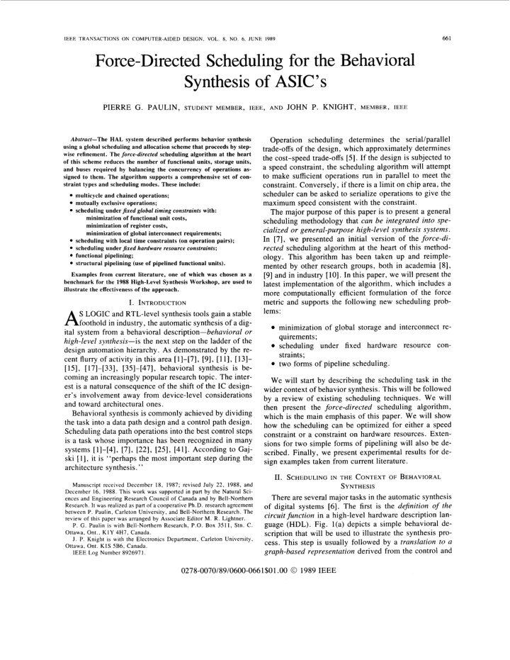 ita1 system from a behavioral description behavioral