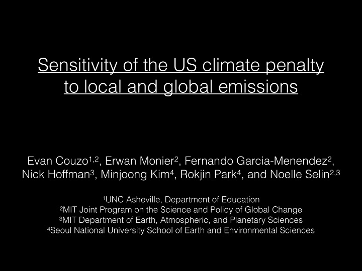 sensitivity of the us climate penalty to local and global