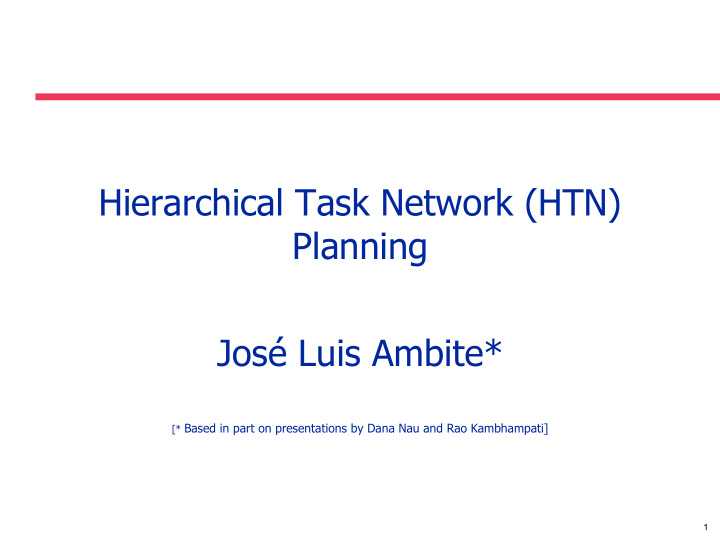 hierarchical task network htn planning jos luis ambite