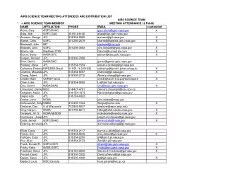 AIRS SCIENCE TEAM MEETING ATTENDEES AND DISTRIBUTION LIST  AIRS SCIENCE TEAM  *  = AIRS SCIENCE