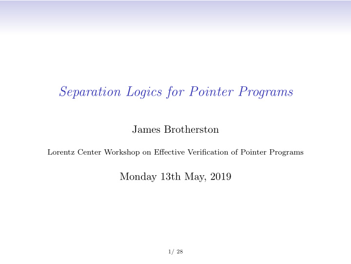 separation logics for pointer programs