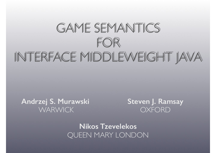 game semantics for interface middleweight java