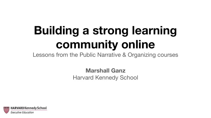 building a strong learning community online